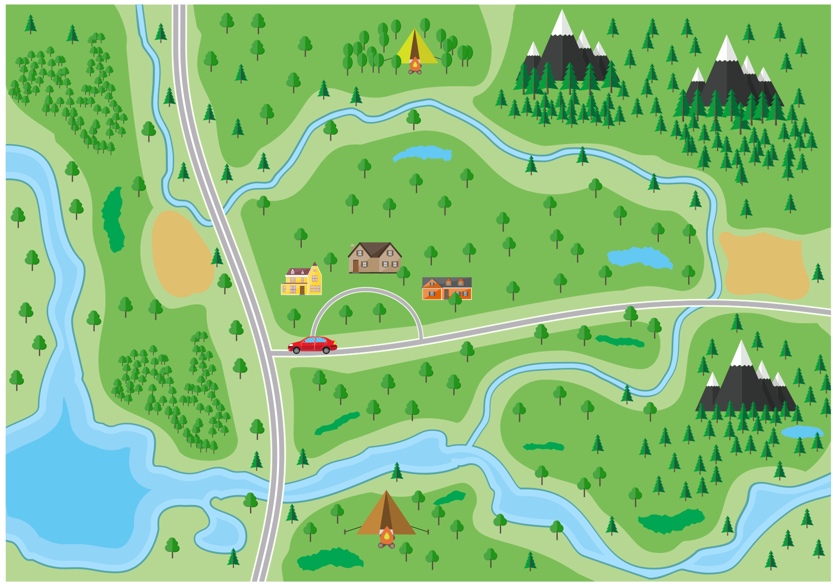 Harta rutieră munte covor rutier - TenStickers