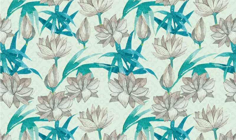 Covor vinil flori și plante tonuri pastelate florale - TenStickers