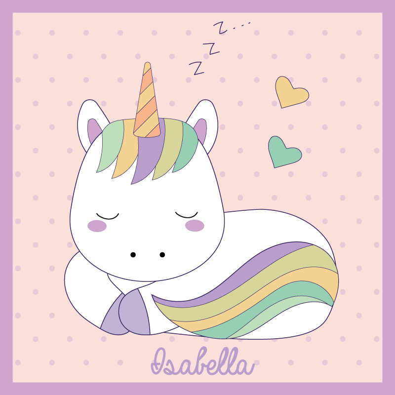 Covor de vinil cu nome unicorn adormit - TenStickers