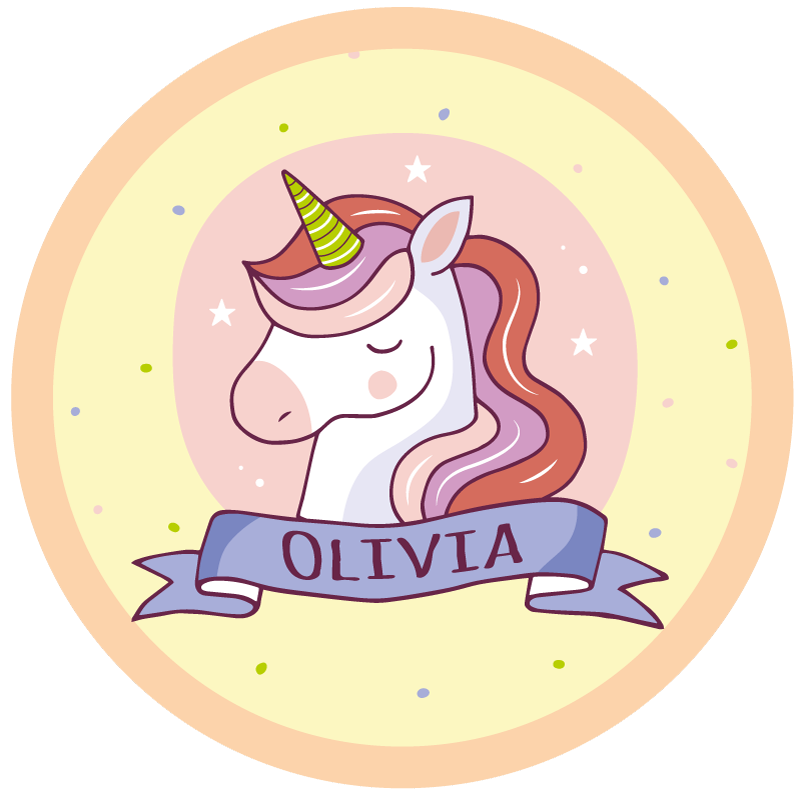 Unicorn cu covor cu nume personalizabil - TenStickers