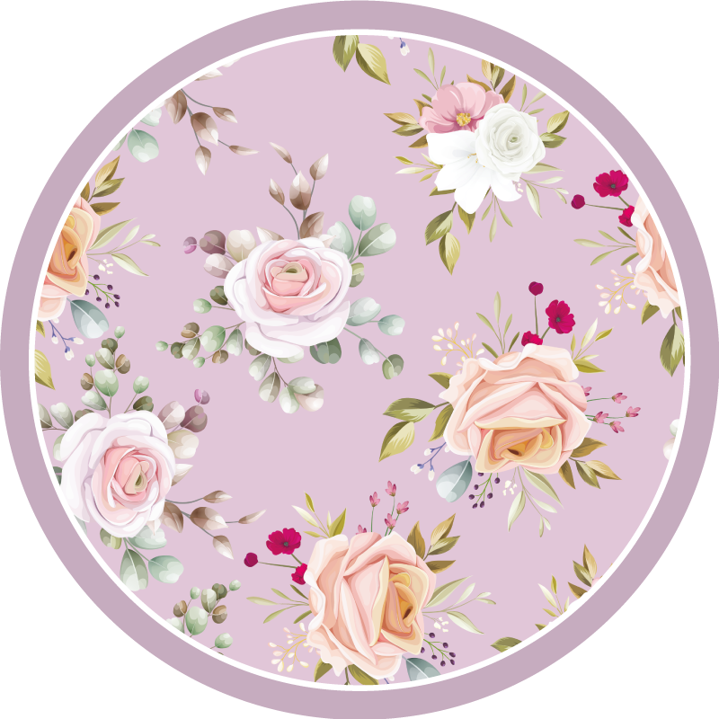 Covor dormitor cu model floral roz - TenStickers