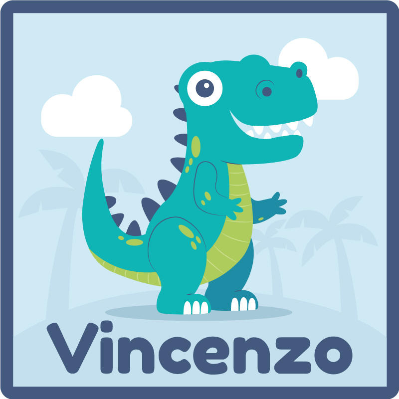Covor de vinil pepiniere ilustrație dinozaur personalizată - TenStickers