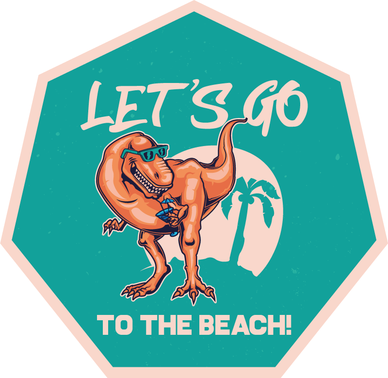 Covor vinil animal distracție cu dinozauri pe plajă - TenStickers