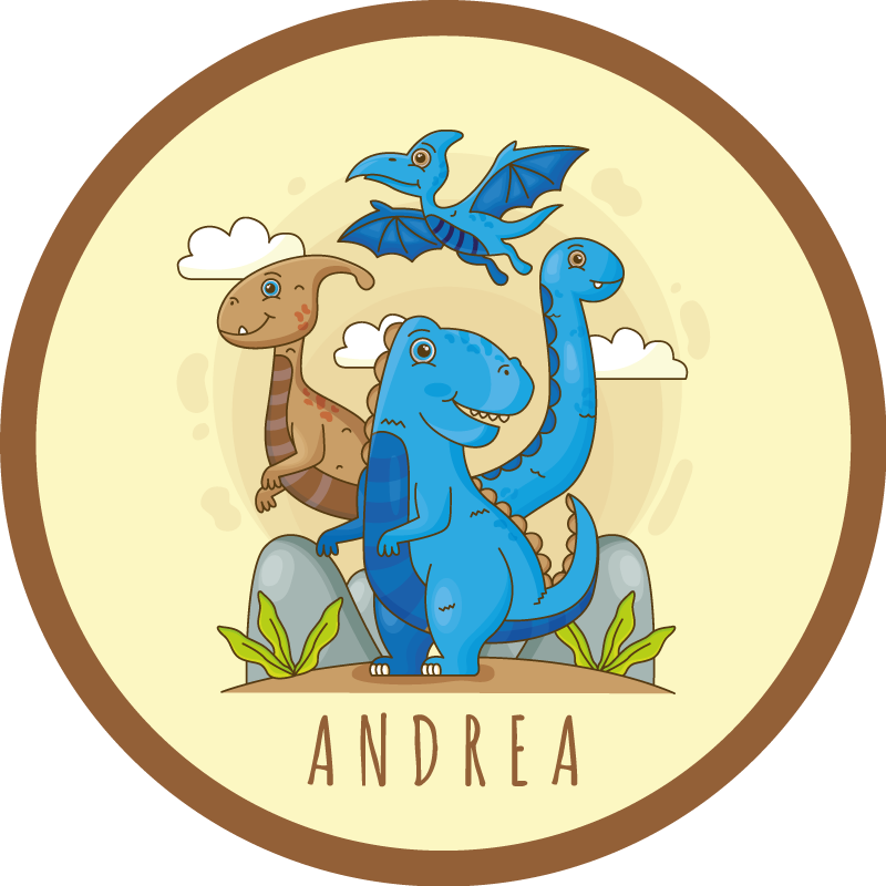 Lume dinozaur cu nume mat personalizat - TenStickers