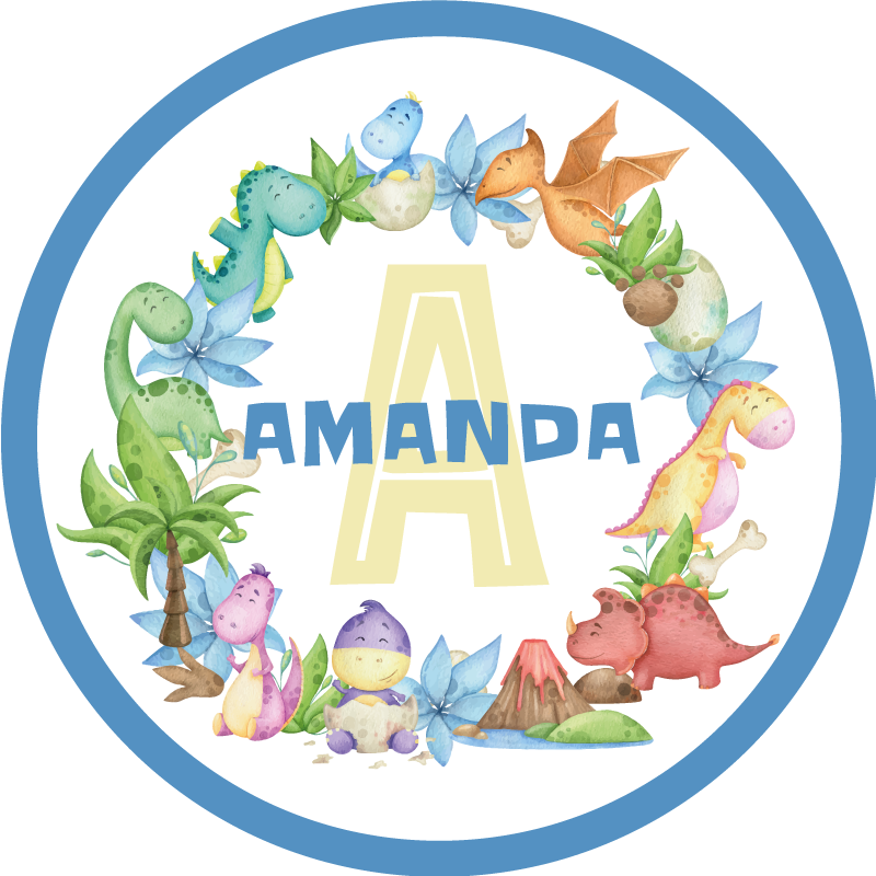 Covor de vinil cu nome cerc de dinozauri - TenStickers