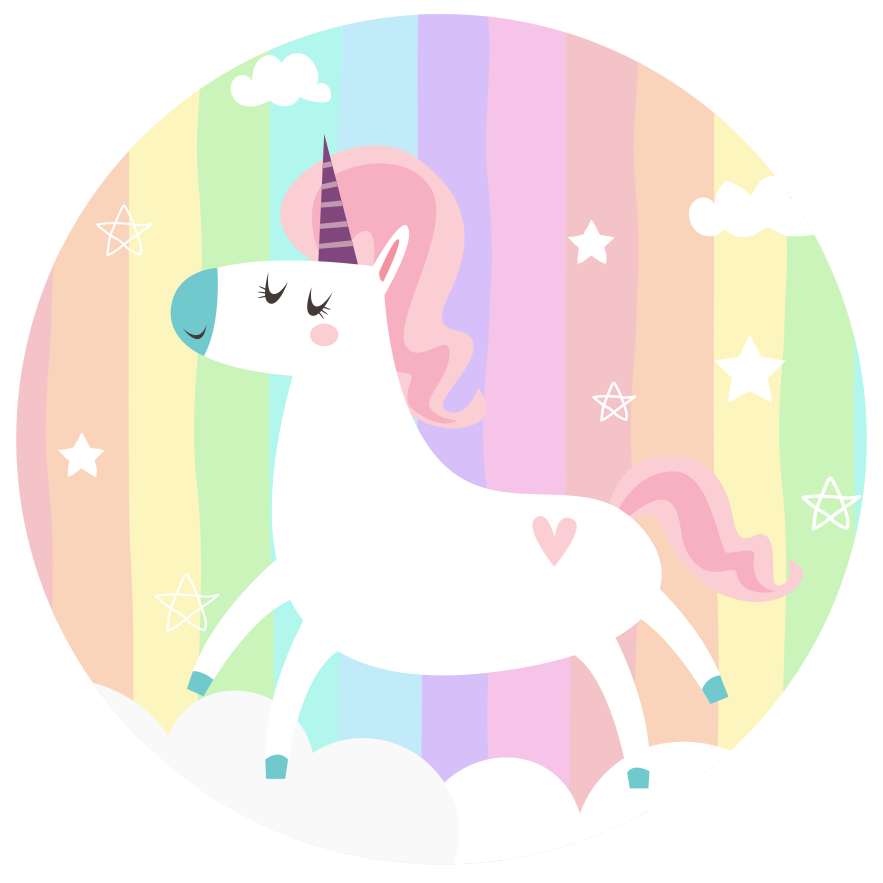 Fundal acuarelă cu covor animal unicorn - TenStickers