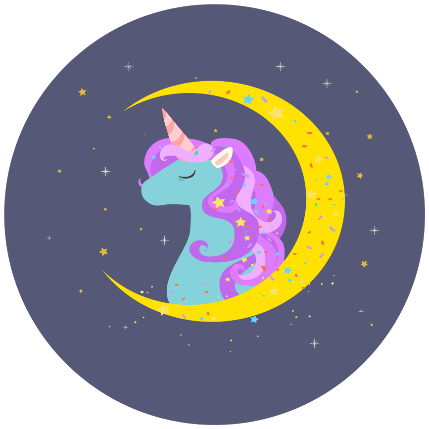 Covor de vinil pentru copii imagini cu semilună unicorn - TenStickers