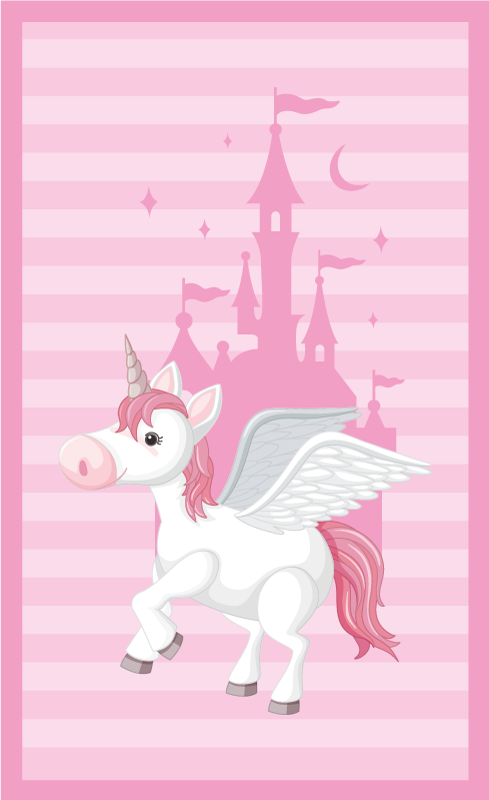 Covor de vinil unicorn cu printesa castel pentru copii - TenStickers