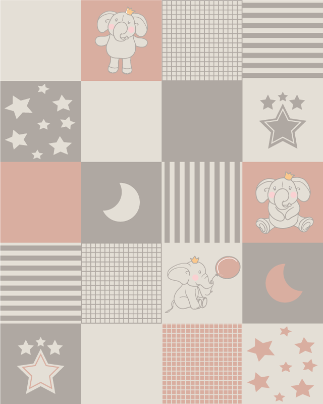 Covor de vinil pentru copii teren de joacă elefant patchwork - TenStickers