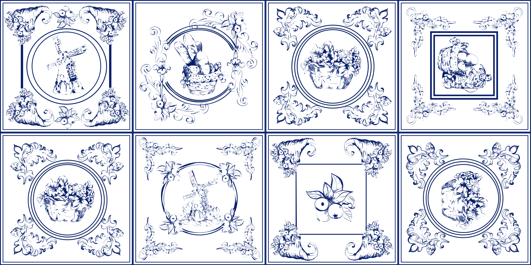 Covor de țiglă albastră vintage - TenStickers