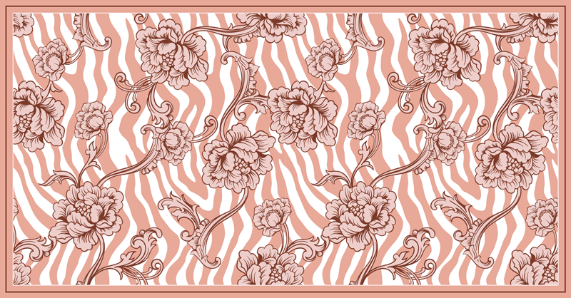 Covor vinil dormitor fuziune florală zebră - TenStickers