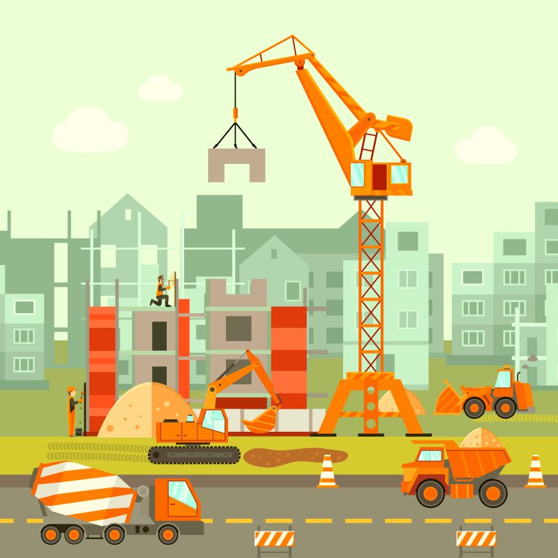 Covor de vinil pentru copii loc de joaca de constructii - TenStickers