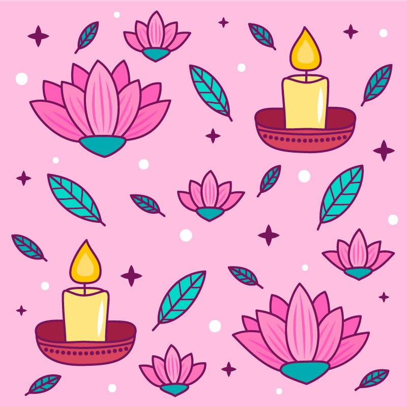 Covor de vinil floral cu lumânări de lotus - TenStickers