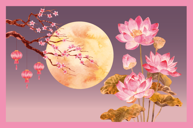 Covor vinil flori și plante lumina lunii florale - TenStickers