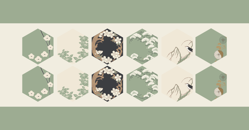 Covor vinil flori și plante hexagoane florale - TenStickers