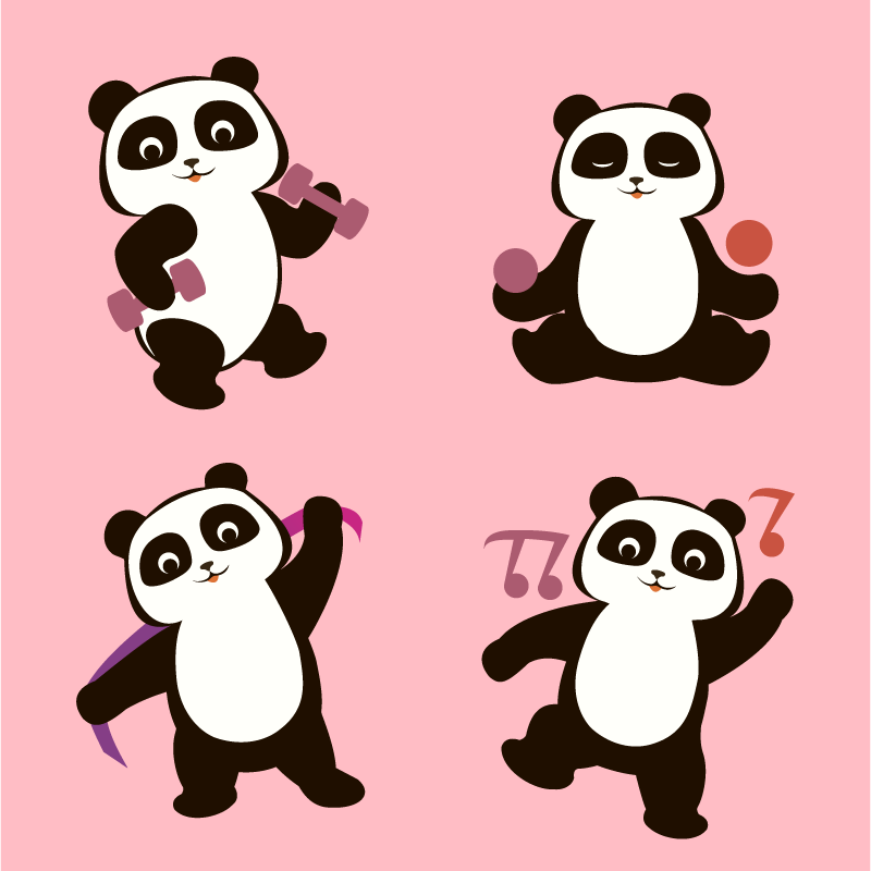 Covor de vinil pentru copii motiv pentru dansul panda - TenStickers