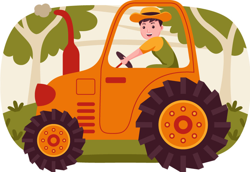 Covor de vinil pentru copii imagini jucăușe ale tractorului - TenStickers