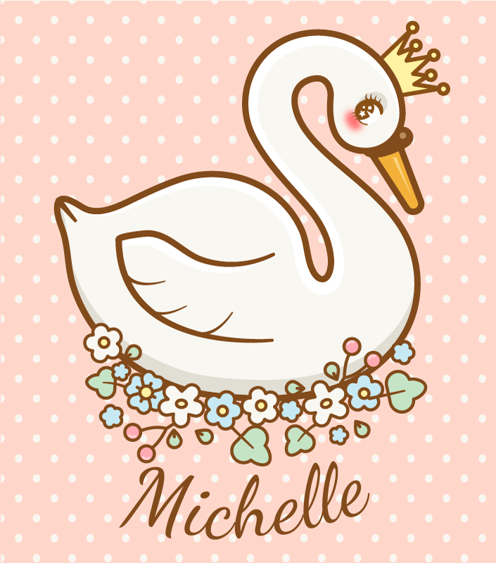 Covor de vinil cu nome peisaj de lebădă personalizat - TenStickers