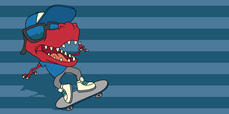 Alții covor de vinil dinozaur care face skateboarding - TenStickers