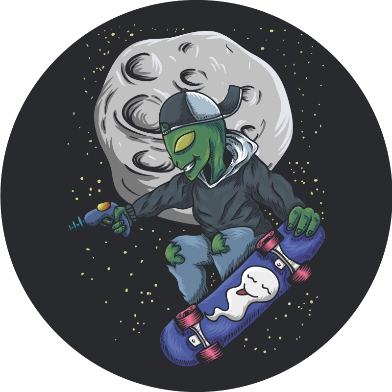 Alții covor de vinil extraterestru care face skateboarding - TenStickers