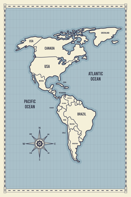 Covor de vinil harta lumii harta Statelor Unite - TenStickers