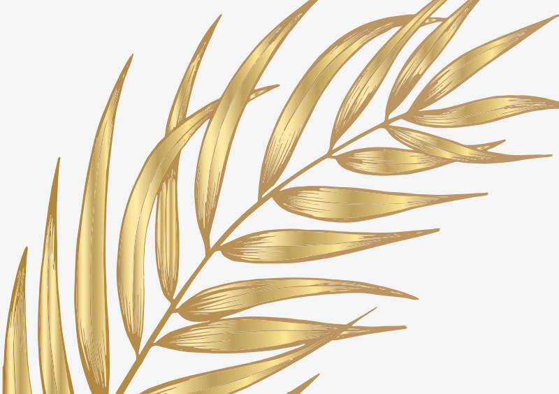 Covor vinil flori și plante model de frunziș auriu - TenStickers