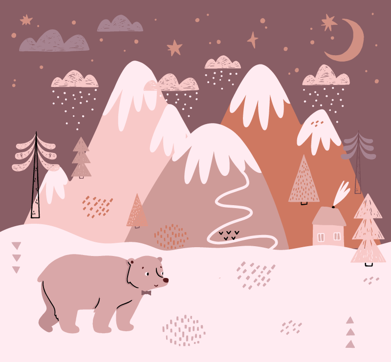 Covor de vinil pentru copii confortul peisajului de iarnă - TenStickers