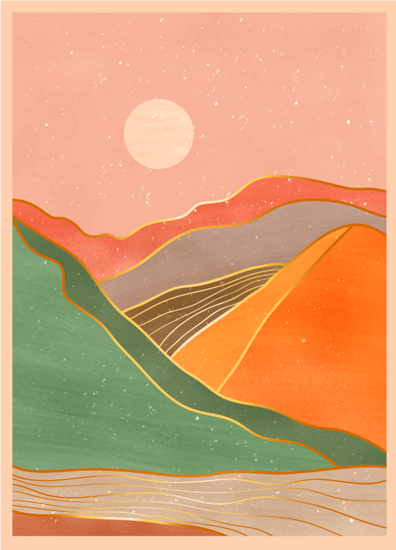 Covor colorat peisaj pastel nordic din vinil - TenStickers