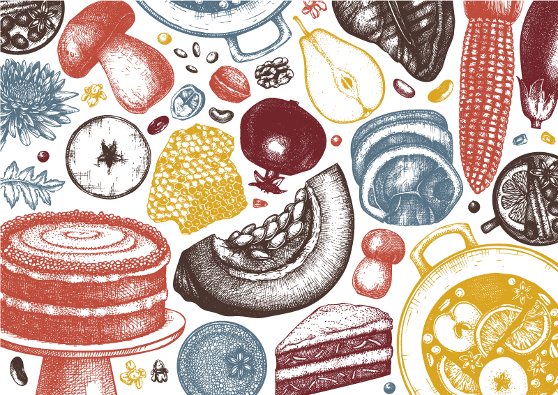 Covor de vinil pentru bucătărie ilustrații culinare - TenStickers