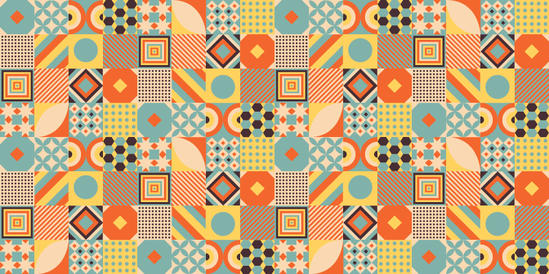 Covor din vinil de bucatarie cu tigle geometrice - TenStickers