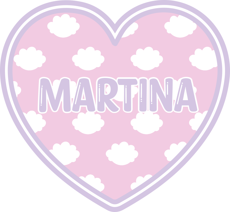 Covor de vinil cu nome în formă de inimă cu nori - TenStickers