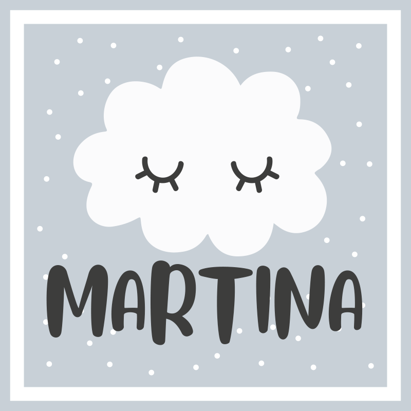 Covor de vinil pepiniere nor gri cu nume - TenStickers