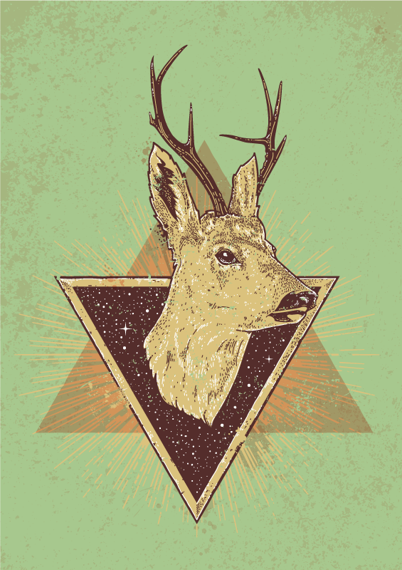 Covor vinil animal cap de cerb stilizat - TenStickers