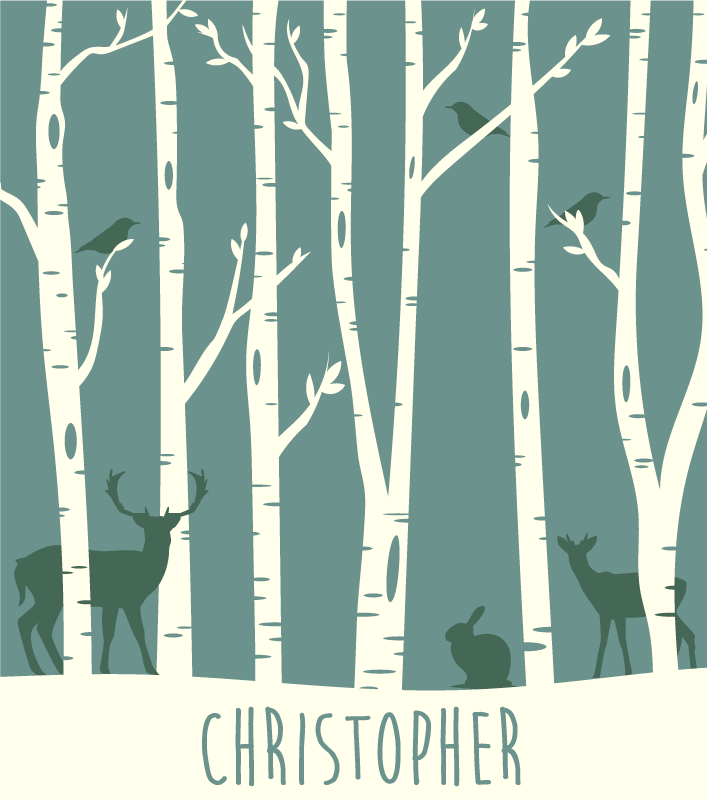 Covor de vinil cu nome tema prietenilor pădurii - TenStickers