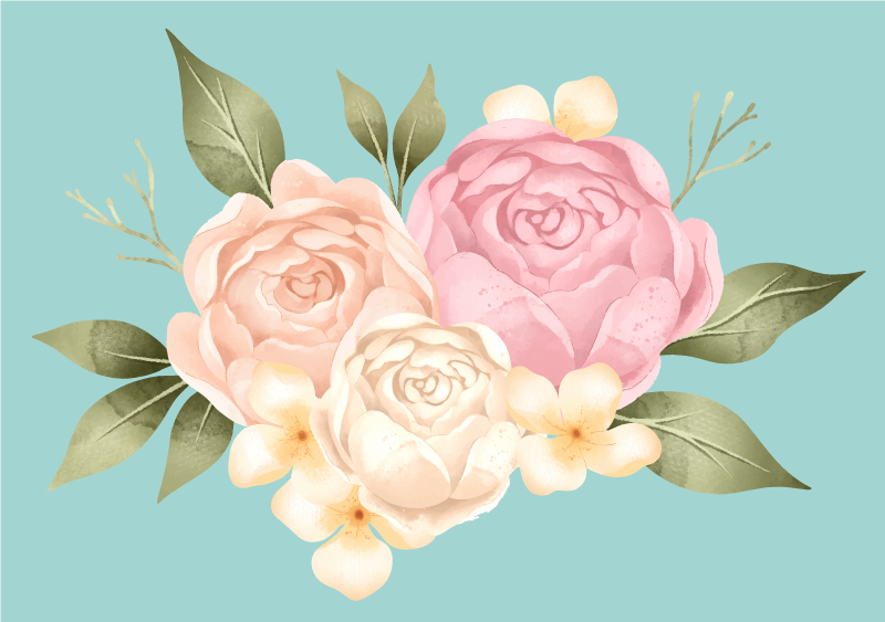 Covor floral cu cap de flori realist bujor - TenStickers