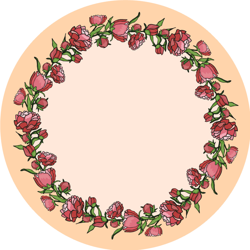 Covor vinil flori și plante accent circular floral - TenStickers