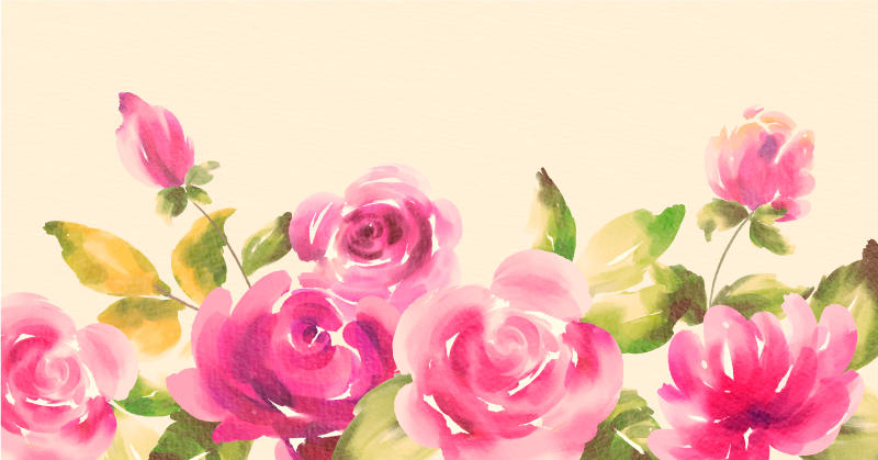 Covor vinil flori și plante design floral roz - TenStickers