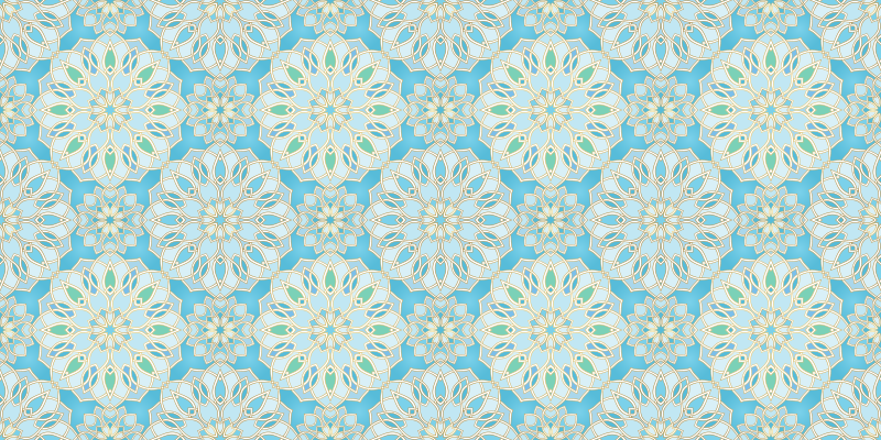 Covor vinil mandala elemente complexe albastre - TenStickers