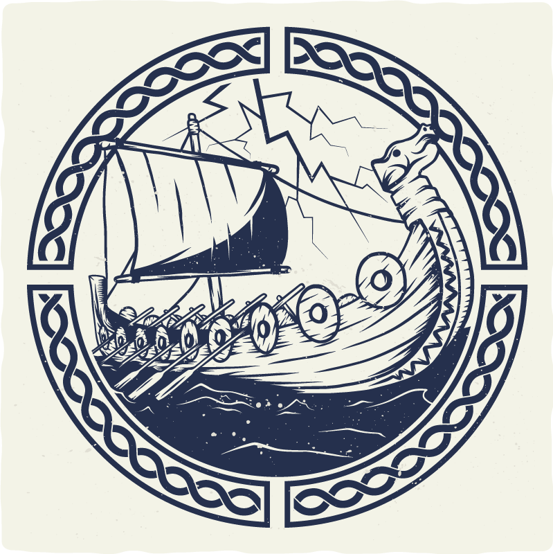 Covor vinil modern motivul navei vikinge - TenStickers