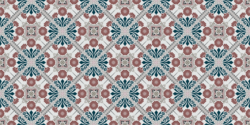 Covor vinil efect de țiglă aranjament botanic - TenStickers