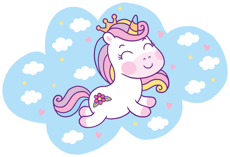 Covor de vinil pentru copii jocul cu norul unicorn - TenStickers