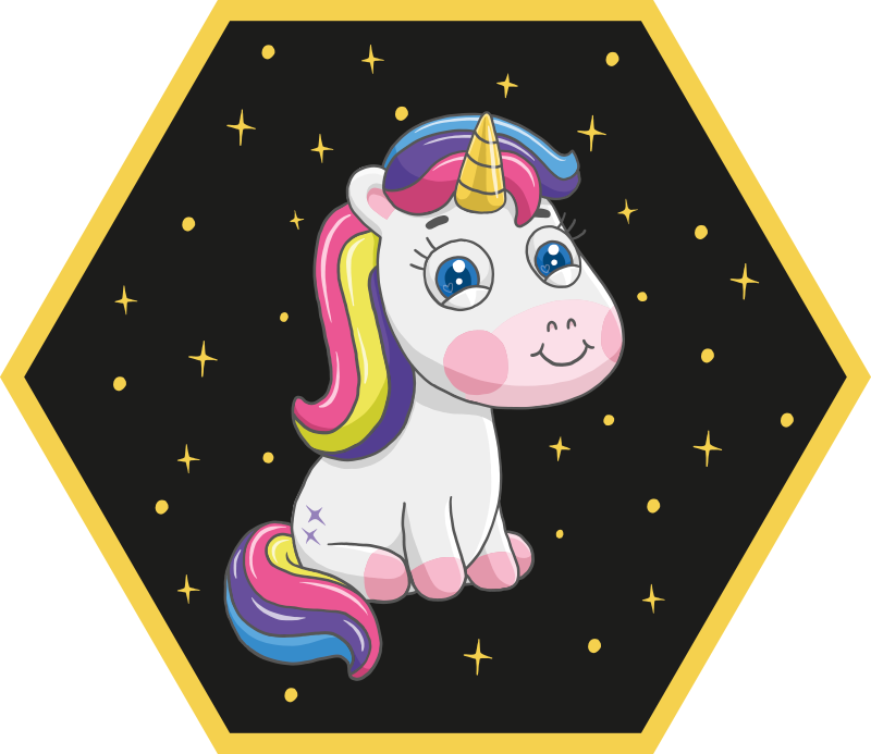 Unicorn șezut cu covor de vinil pentru copii curcubeu - TenStickers