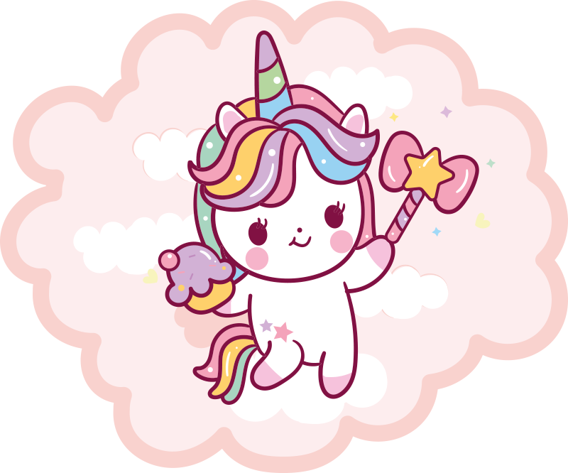 Covor de vinil pentru copii pui de unicorn cu baghetă - TenStickers