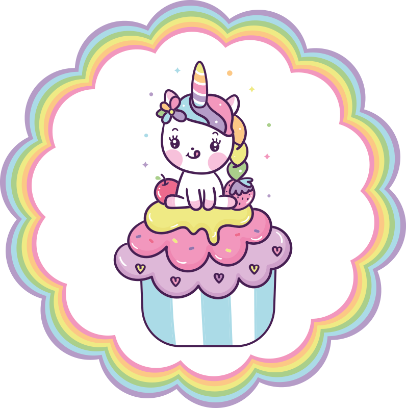 Covor de vinil pentru copii unicorn într-o cupcake - TenStickers