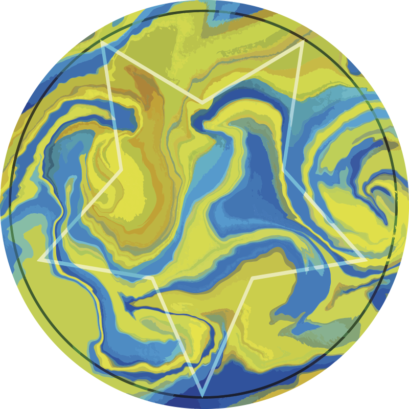 Covor din vinil stea albastră și galbenă - TenStickers