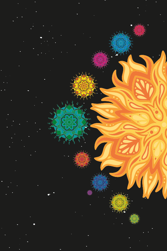 Solar system mandalas teen vinyl rug - TenStickers