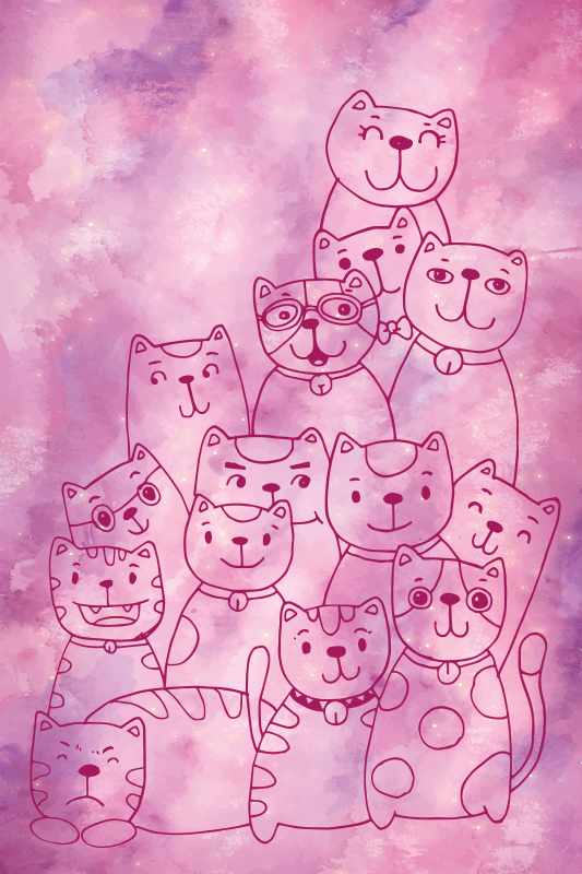 Covor de vinil pentru adolescent galaxia miau - TenStickers