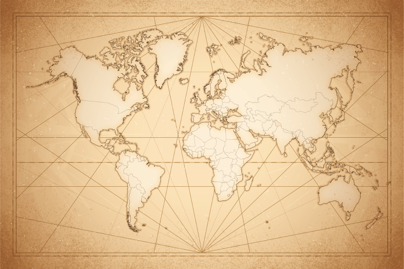 Covor de vinil harta lumii design bej antic - TenStickers