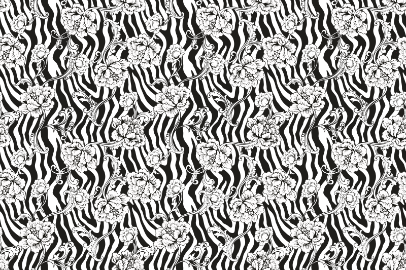 Covor de vinil cu imprimeu animal zebra și flori - TenStickers