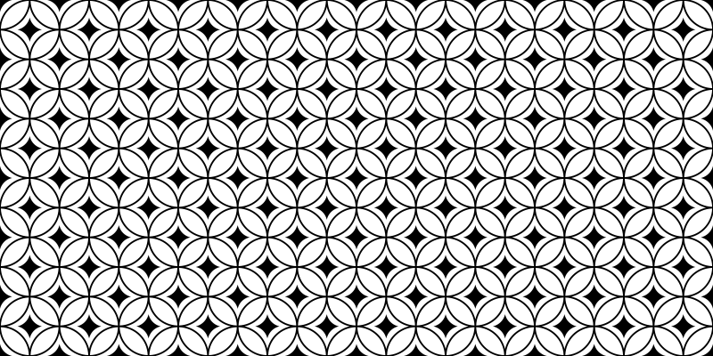 Covor vinil efect de țiglă cercuri alb-negru - TenStickers